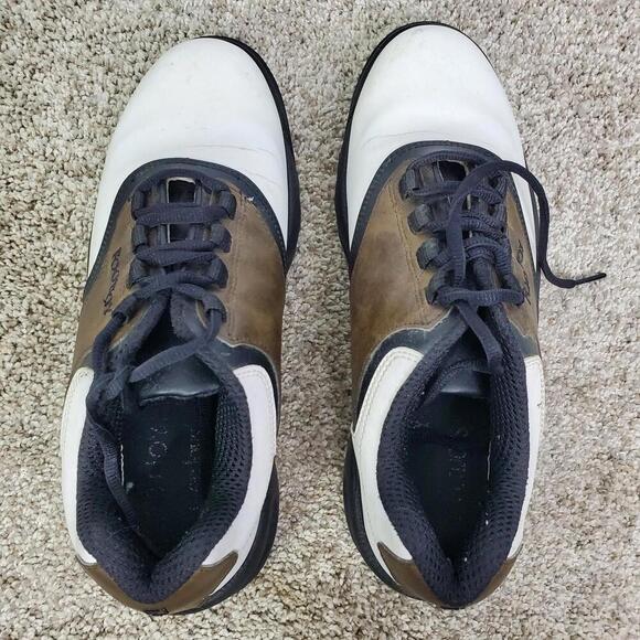 Footjoy Golf Shoes Mens 8 Leather Brown Colorblock Removable Spikes Low Top - Picture 8 of 12